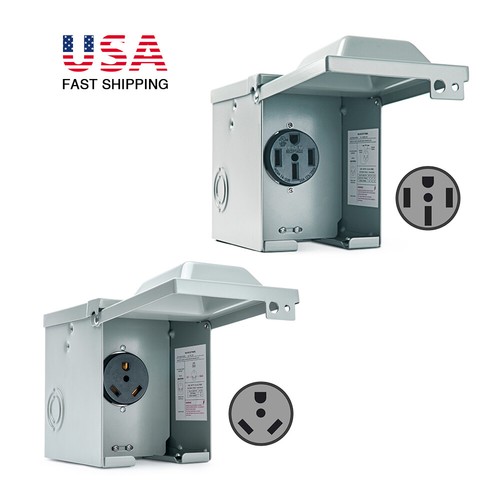 125V 30Amp 50A RV Power Outlet Box Camper Electric Power Socket