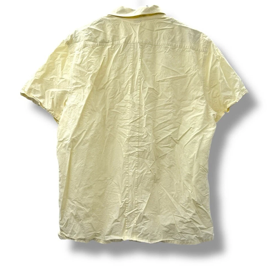 Theory Pale Yellow Button Down Shirt Men's Size XXL 100% Cotton Short Sleeve - Image 2 of 4