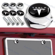 4PCS For TESLA Racing Car License Plate Frame Chrome Screw Bolt Cap Cover Bolt