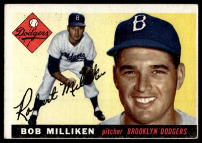 1955 Topps Bob Milliken crease Brooklyn Dodgers #111