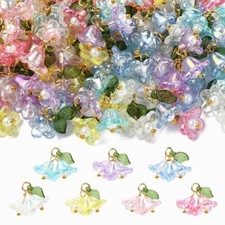 70x Acrylic Spring Orchid Bell Flower Charms ...