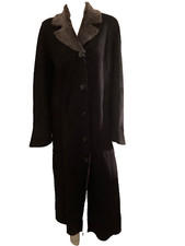 Lady Real Lambskin Winter Long Coat Color Jet Black Dark Grey Collar Size Xxl