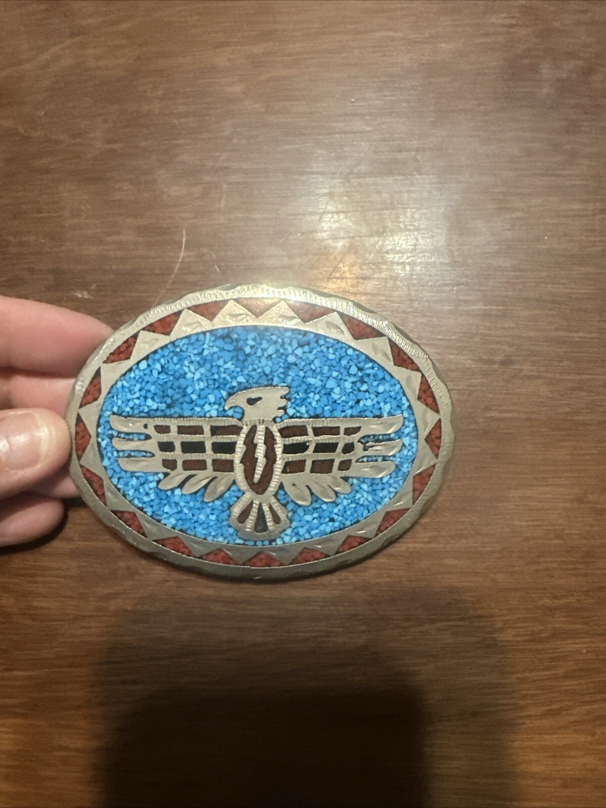 Vintage Native American Turquoise Eagle Belt Buckle Western Cowboy