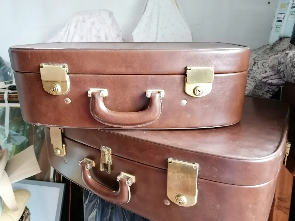 2 VINTAGE 70 S REAL LEATHER SUITCASES leather suitcase