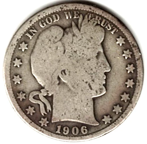 1906 O Barber Half Dollar grades GOOD + ~ FULL RIMS ~ SEE THE SCAN   stk h1919