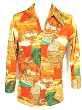 Vintage 60s 70s TRIUMPH OF CALIFORNIA Hawaiian LS DISCO HIPPY MOD Shirt EUC