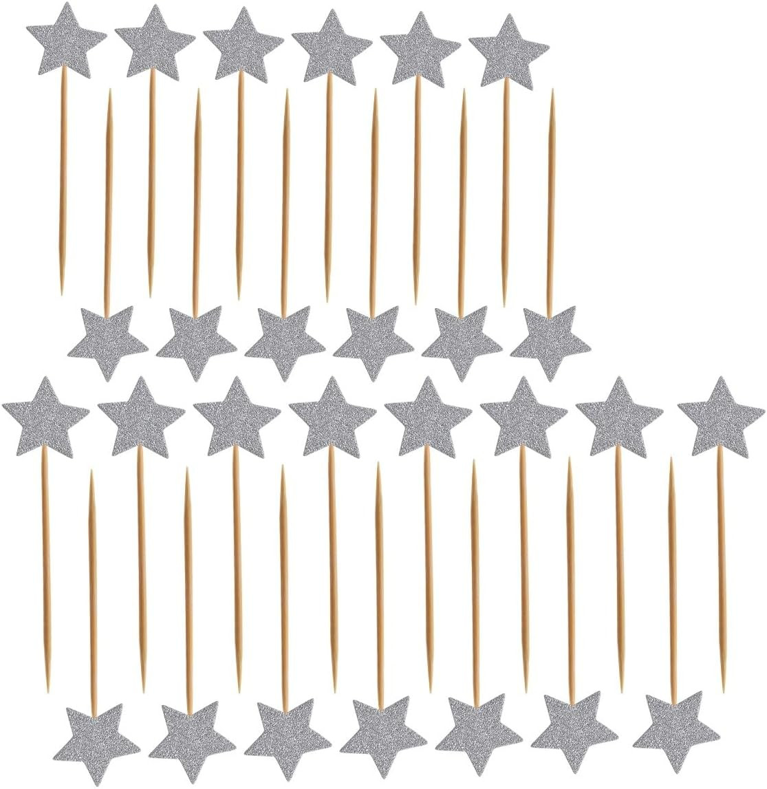 50 Stück Sterne Cake Topper Kuchendeckel Glitzer Geburtstag Tortendekoration Pic