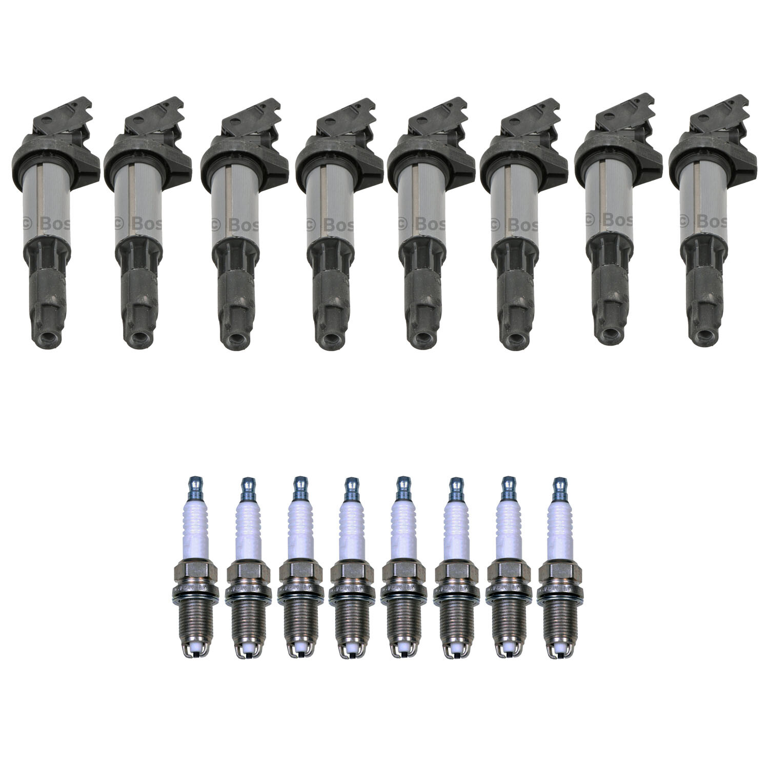 Bosch 8 Ignition Coil Denso 8 U-Groove Spark Plug Kit For E60 E63 E64 E65 E53 V8