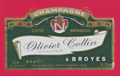 MCH12 Etikett CHAMPAGNE BRUT CUVÉE VATANAISE, aufwendig Olivier COLLIN, in BROYES