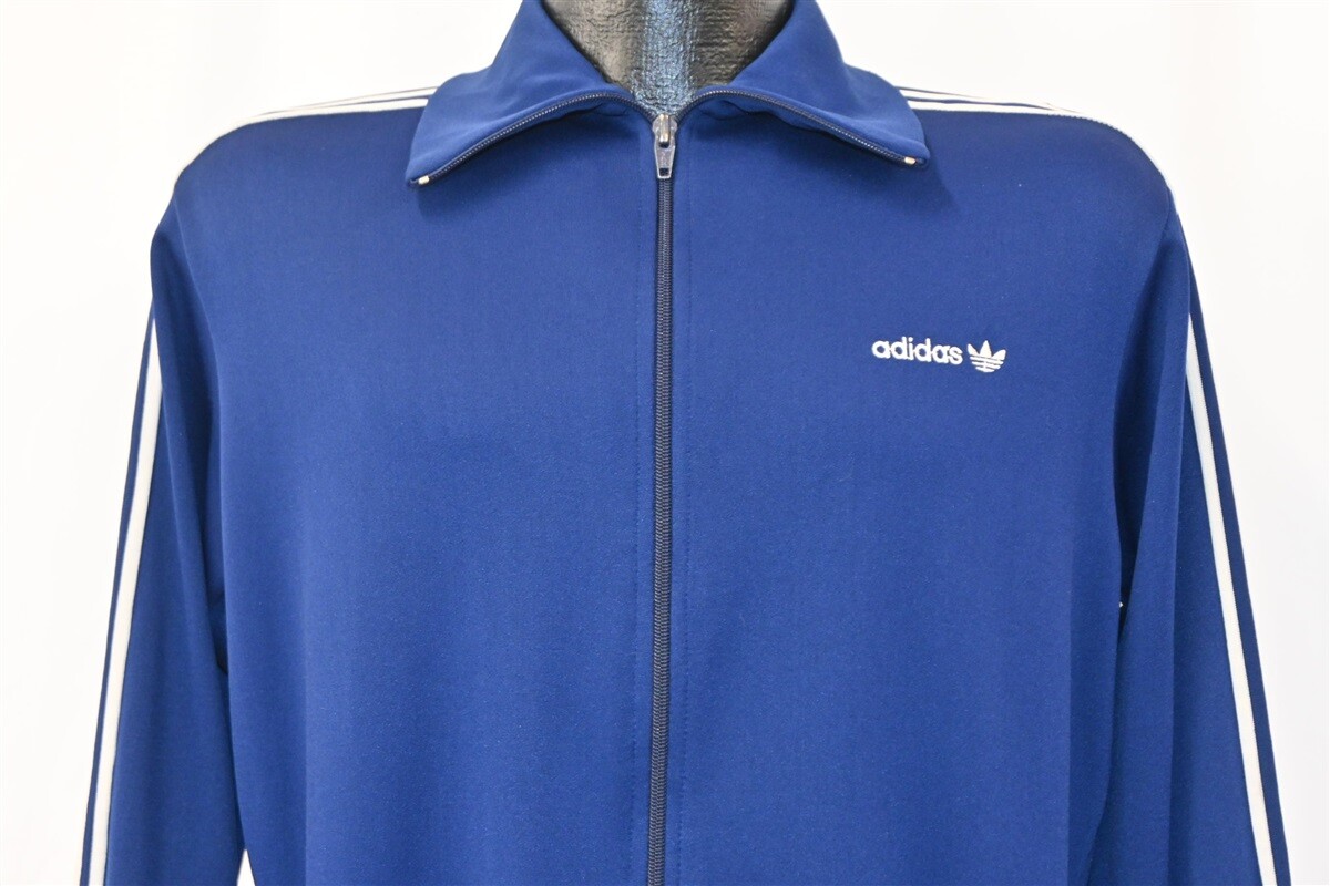 vintage 80s ADIDAS TREFOIL THREE STRIPE BLUE NYLON ZIP-UP vintage 80s ADIDAS TREFOIL THREE STRIPE BLUE NYLON ZIP-UP
