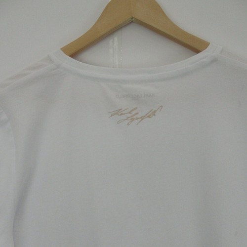Karl Lagerfeld T-shirt UK Medium White Short Sleeve Top Designer Logo Cotton - Picture 16 of 24
