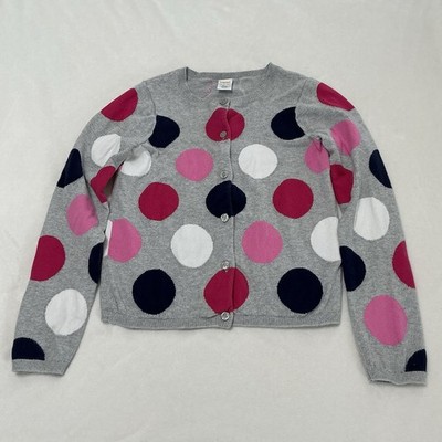 Gymboree Brightest In Class Polka Dot Gray Cardigan Sweater Girls Size 10 12