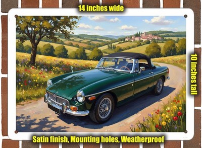 Metal Sign - 1970 MG MGB Roadster Oil Painting - 14x10