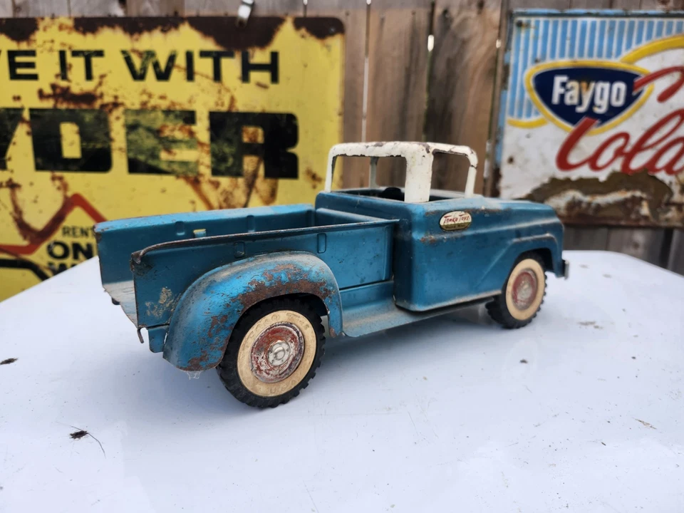 Винтажный 1950-х 1960-х Tonka игрушки Stepside пикап бирюзовый цвет стали - Изображение 2 из 4