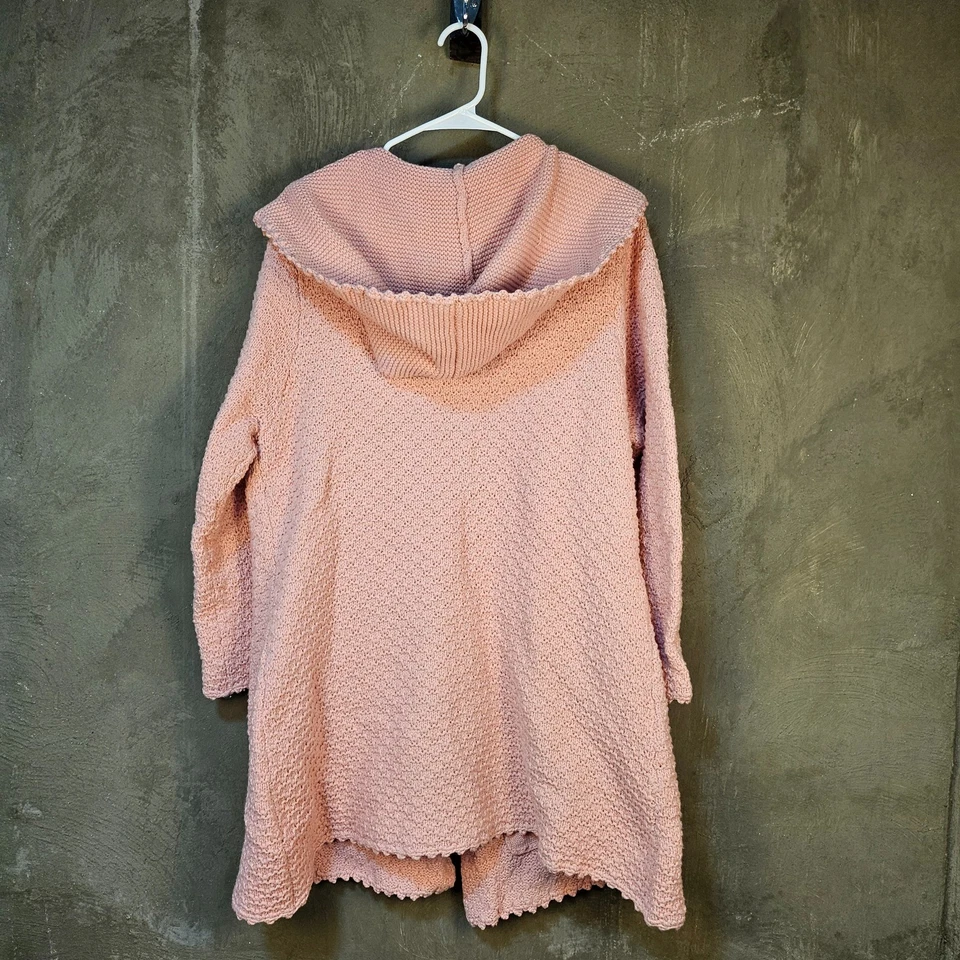 April Cornell Rosa Crochet Grueso Cárdigan con Capucha Chal Cuello Suéter XXL 2X Foto 2 de 4
