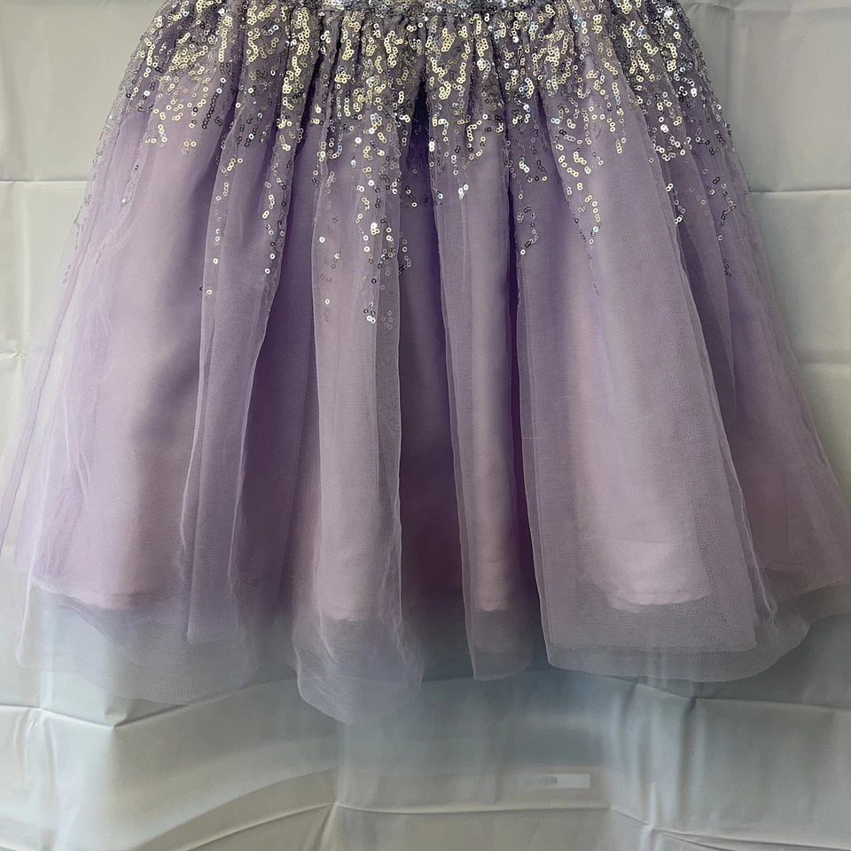 Vestido Luna Moon Niñas 3 T Años Lavanda Tul y Lentejuelas Plateadas Ocasión Especial Foto 3 de 4