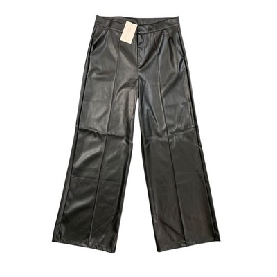 Soho Apparel Pants Womens XL Extra Large Black Faux Leather Wide Straight Leg