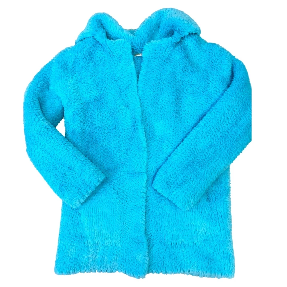 Chaqueta Abrigo Midi Alice + Olivia Flynn Azul Brillante Imitación Piel Con Capucha Para Mujer S P Foto 3 de 4