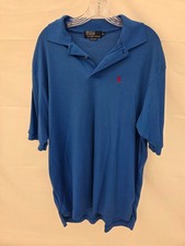 Polo Ralph Lauren Men XL Blue Short Sleeve Cotton Polo Shirt Made in USA Vintage