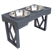 Elevated Dog Bowls Pet Feeder Stainless Steel Food Water Stand with 2 Bowls