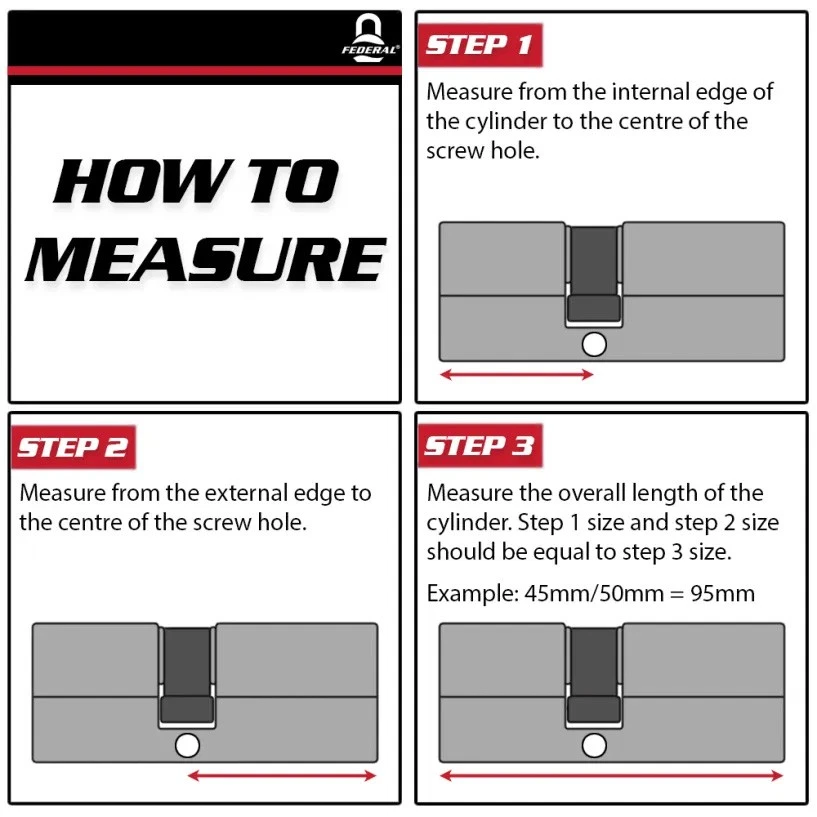 Federal 3 Star Euro Cylinder Door Lock TS007 Diamond Secure Dual Finish 5 Keys - Image 2 of 4