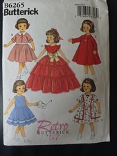 Butterick B6265 Retro '57 Pattern for 18"/American Girl Doll UNCUT Dress, Coat