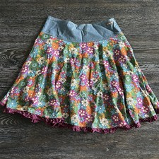 Matilda Jane size XS Paint by Numbers A-Line Skirt with Polka Dot Ruffle Trim