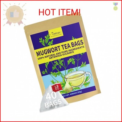 TeeLux Mugwort Tea Bags, 40 Count, Natural Mugwort Leaves, Caffeine Free, Biodeg