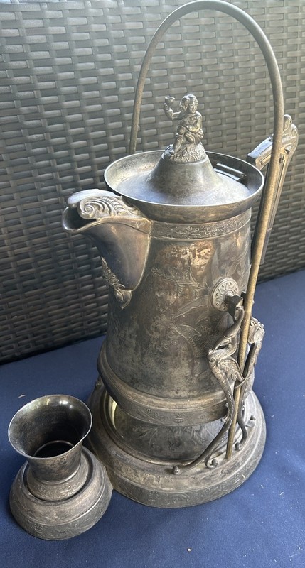 Antique Victorian Silver-Plated Tilting Water Pitcher with Stand. Marked 403