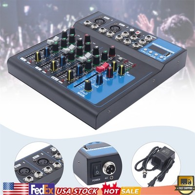 4 Channel Audio Mixer Portable Professional Bluetooth Digital DJ Console NEW