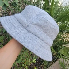 Vintage Fluffy Grey Bucket Hat Columbia Made in USA Size Large Unisex Fleece