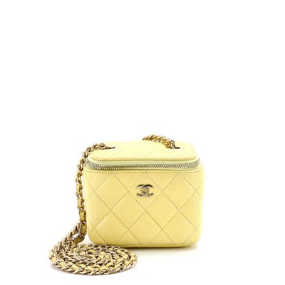 Chanel Classic Vanity Case with Chain Quilted Caviar Mini