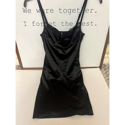Motel Rocks Black Satin Lace Trim Underwire Cowl Neck Mini Dress Small. Ii  | eBay