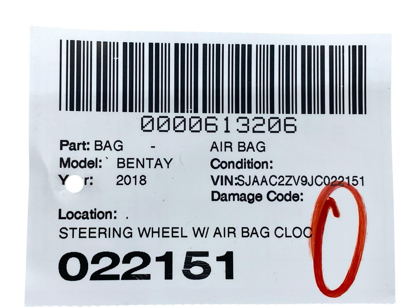 2016-2020 BENTLEY BENTAYGA OEM STEERING WHEEL W/ AIRBAG CLOCKSPRING COMBO SWITCH