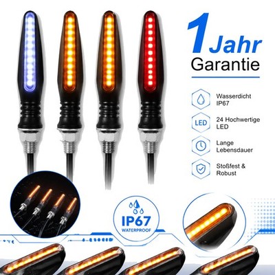 4x 24-LED Motorrad Blinker E Geprüft mit Lauflicht Lauflichtblinker Universelle
