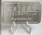50 Gram Geiger Edemetalle Silver Bullion Bar .999 Fine