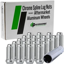 Chrome 1/2-20 Lug Nuts For Aftermarket Wheels - Closed End XL Spline - Set of 20