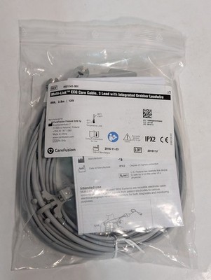 CareFusion 2021141-001 Multi-Link ECG Care Cables, 3-Lead, Integrated Grab, 12ft