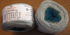 Lot of 2 Skeins, Premier Butterfly Yarn 7 oz, 546 yds, Lagoon