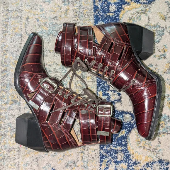 CHLOE Python Rylee Snakeskin Embossed Cut Out Lea… - image 3