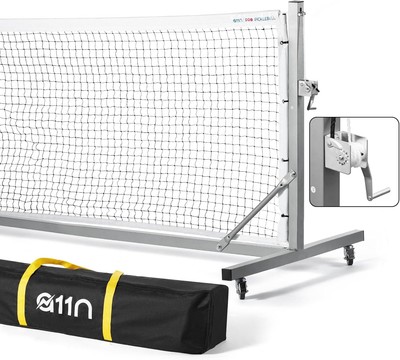 A11N Sports Pro Pickleball Net with Wheels and Hand Winch, Tournament White 