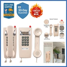 Beige Retro Wall Phone - Hearing Aid Compatible with Visible Ringing Indicator