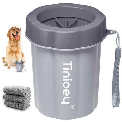 Tinioey Hundepfotenreiniger für mittelgroße Hunde, Waschmaschine schlammig mittel, grau 