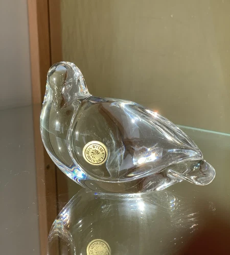 Val St Saint Lambert Glass Crystal Dove Bird Vintage Figurine Paperweight.  .