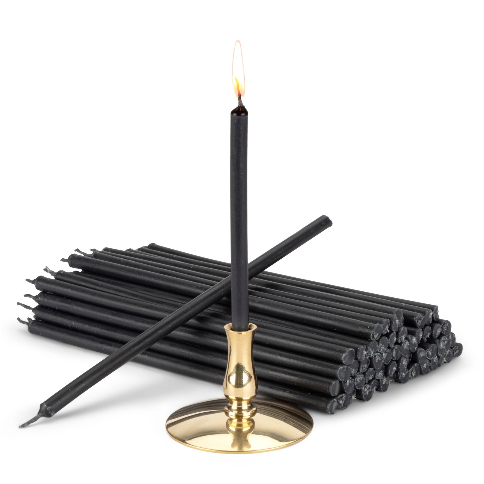 Candle Holder with Stick Candles Black Drip Free L 16cm Ritual Candle Paraffin 40008