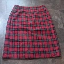 Iconic 90s Grunge Red Plaid Wool Blend A-Line Midi Skirt Vintage Savannah Size 8