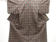 7679269: JAPANESE KIMONO / OSHIMA TSUMUGI / ENSEMBLE / WOVEN FLOWER