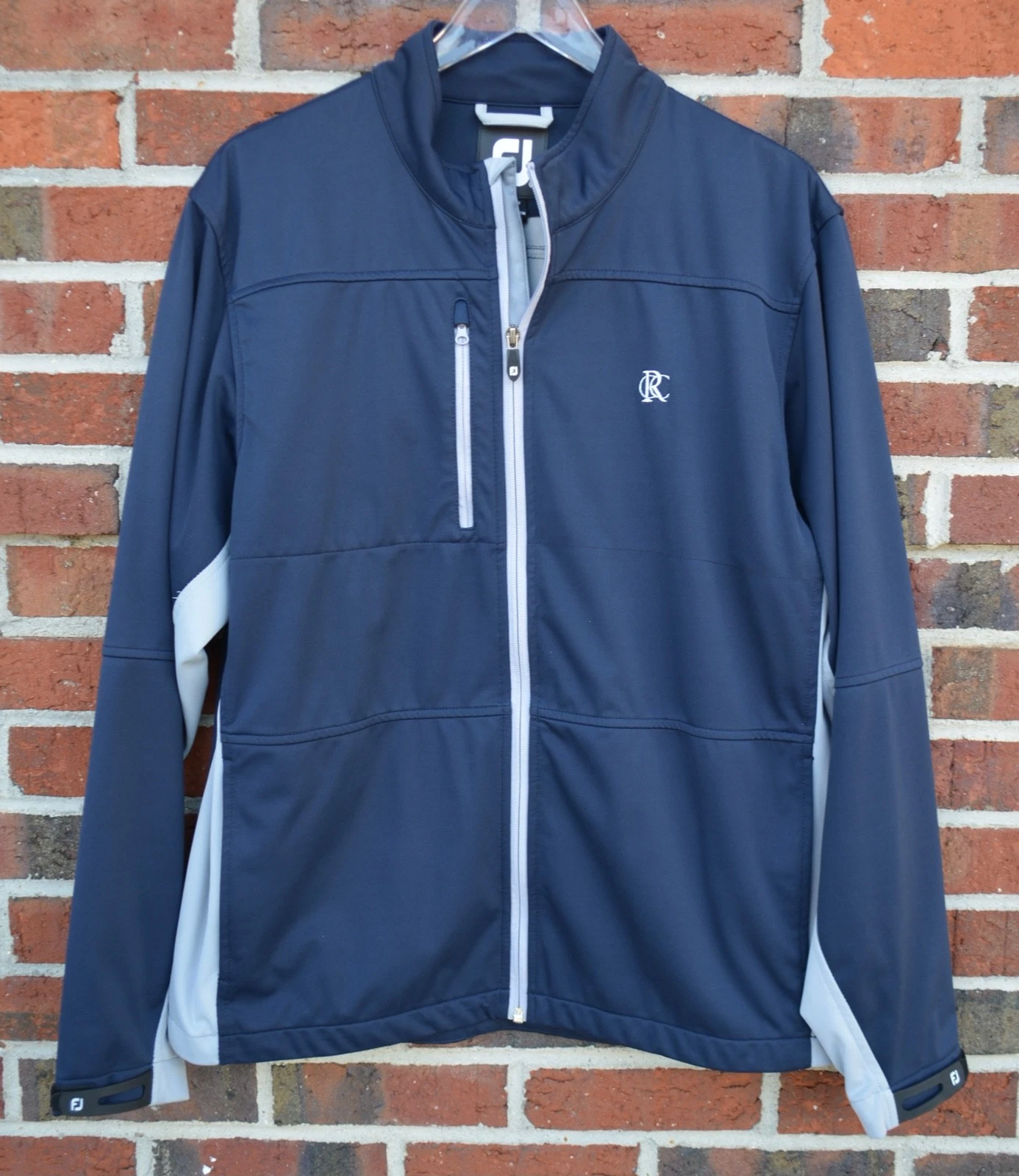 Footjoy Men's Medium Full Zip Golf Jacket Mock Neck Softshell Windbreaker Blue
