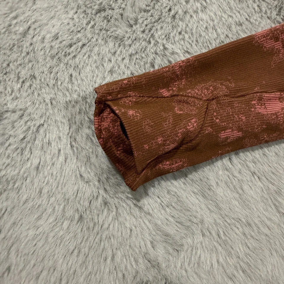 Camisa Lululemon Swiftly Tech Manga Larga Mujer Pequeña Roja Marrón Camuflada Run Energy Foto 3 de 4