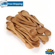 10pcs Bamboo Long Handle Spoons Lightweight Coffee Honey Jam Soup spoons